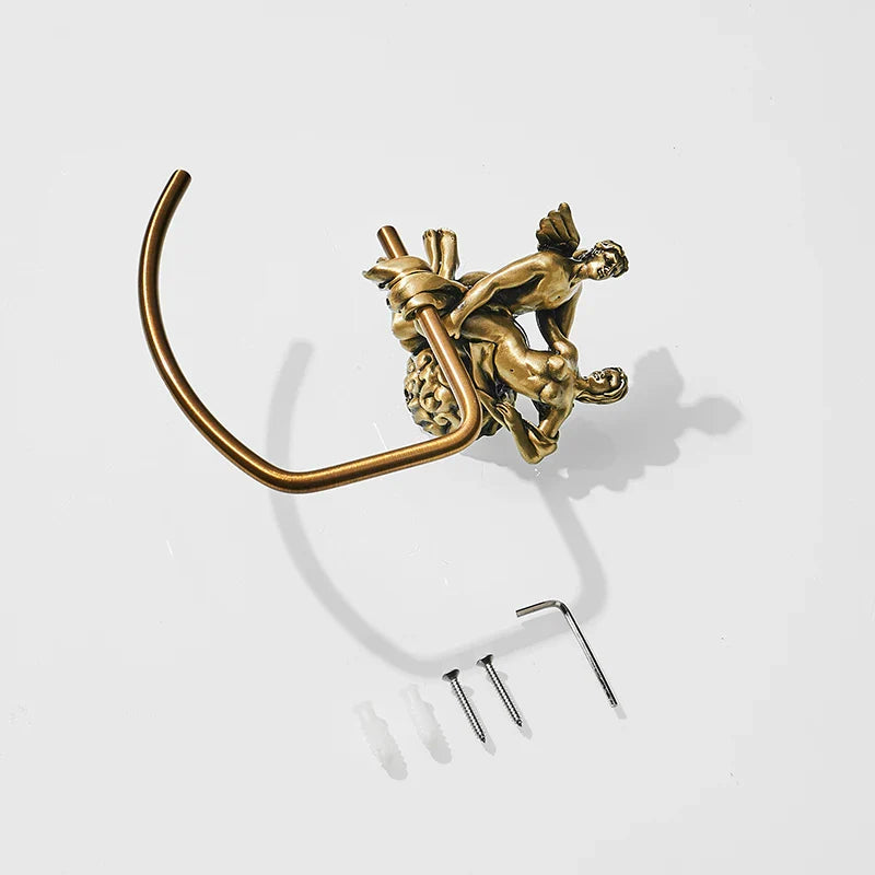 Afralia™ Bronze Towel Rack: Wall Mounted Brush Towel Ring for Romantic Series Shower Room