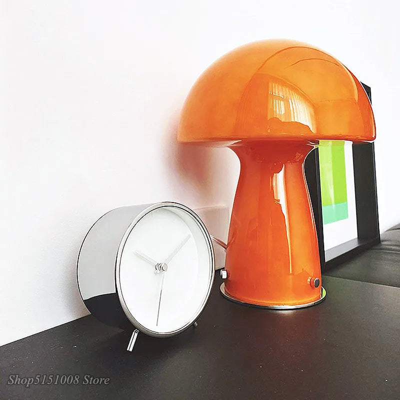 Afralia™ Glass Mushroom Table Lamp: Vintage Design LED Desk Night Light for Living Room