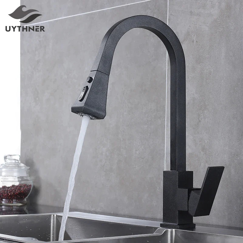 Afralia™ Swivel Handle Kitchen Faucet Pull Out Mixer Tap - Hot Cold Water