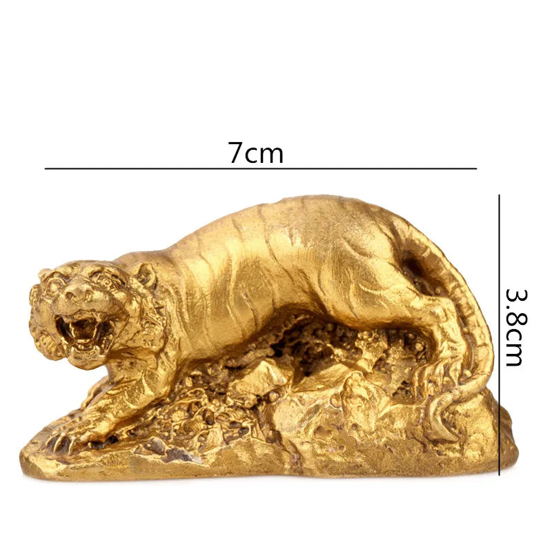 Afralia™ Retro Brass Zodiac Animal Sculpture. Chinese Modern Home Decor Craft.