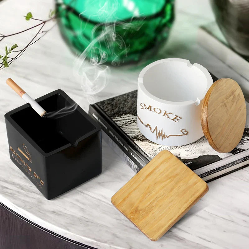 Afralia™ Windproof Ashtray With Lid - Modern Tabletop Gift & Outdoor Home Decor