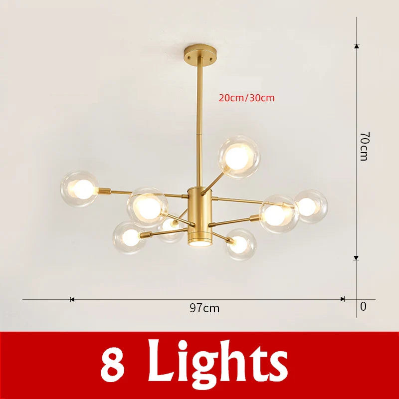 Afralia™ Glass Ball Chandelier Modern Spotlight Pendant Lamp Lighting