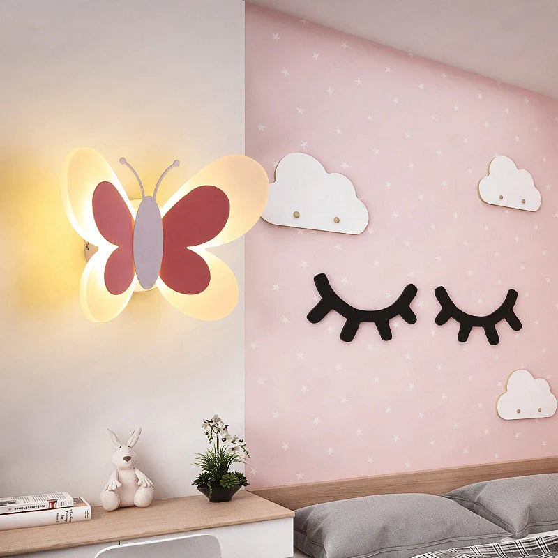 Afralia™ Butterfly Girl Room Lamp Creative Cartoon Children Energy-Saving Bedside Lamp