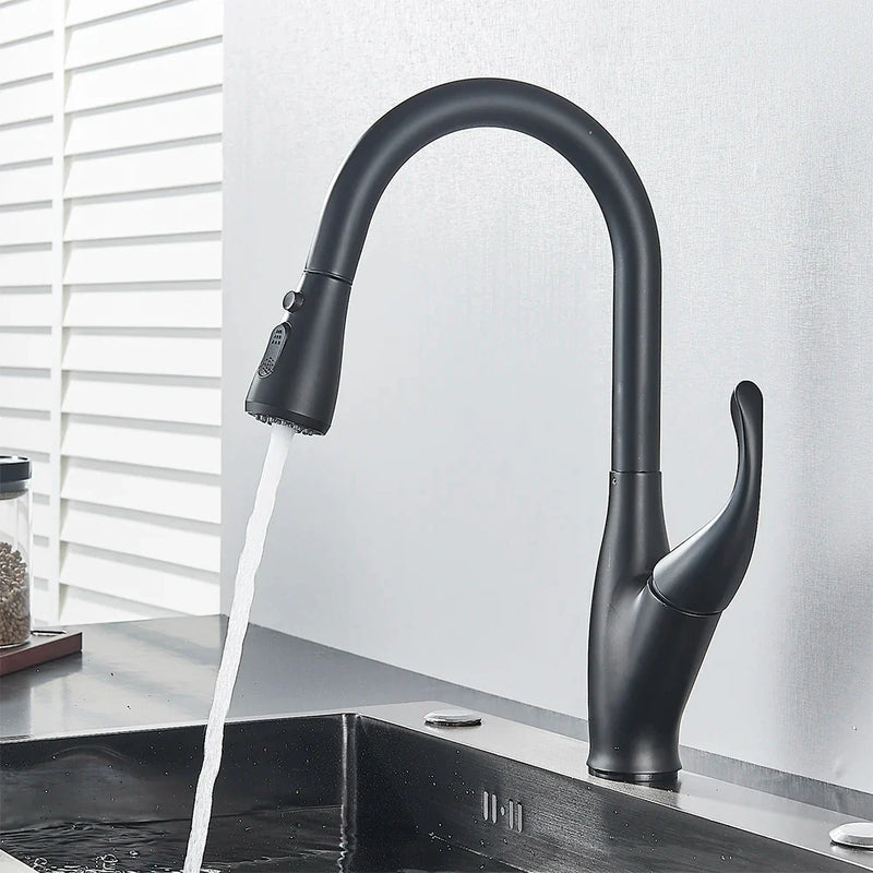 Afralia™ Black Kitchen Faucet: Single Handle Hot & Cold Mixer with 360 Rotation