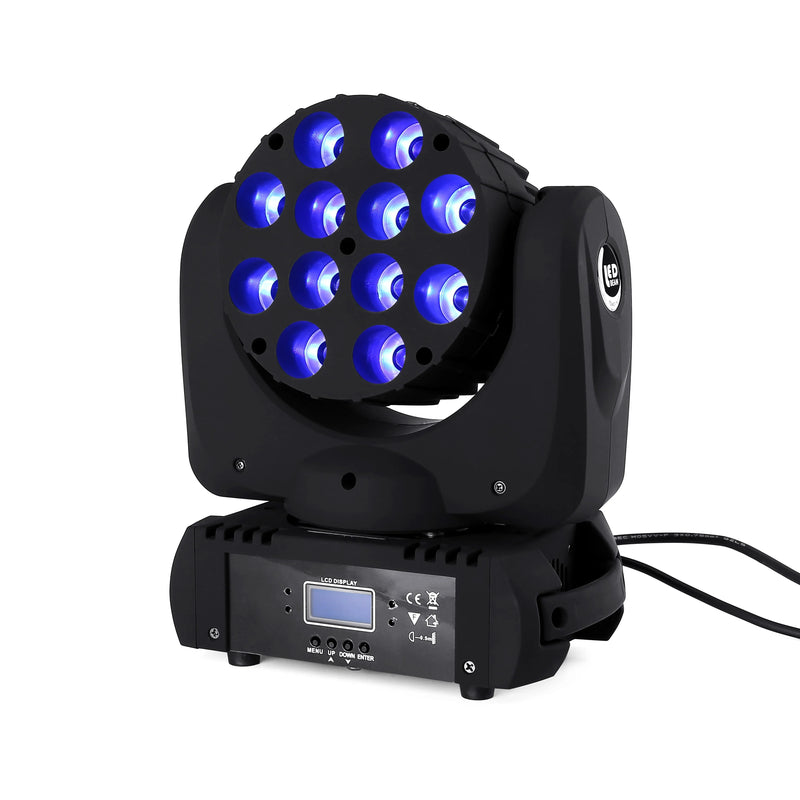 Afralia™ LED Wash Moving Head Light RGBW 4in1 Quad 12x12W Stage DJ DMX 9/16 Channels