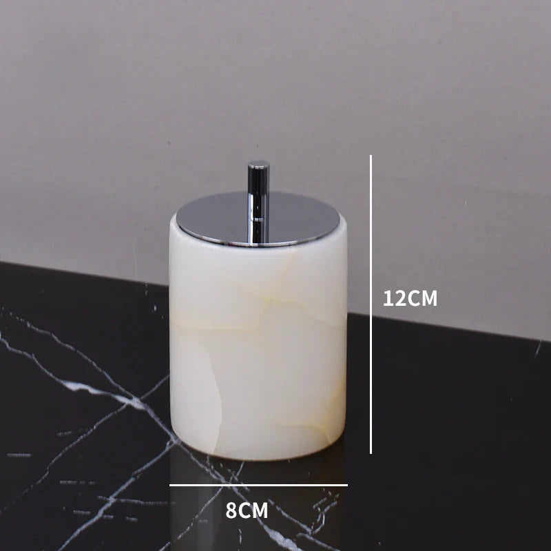 Afralia™ White Onyx Marble Bathroom Set