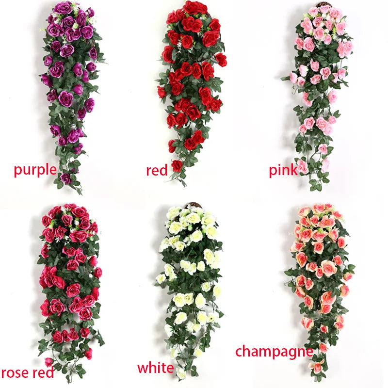 Afralia™ Rattan Vine Rose Wall Hanging: Home Wedding Door Decor Artificial Flowers