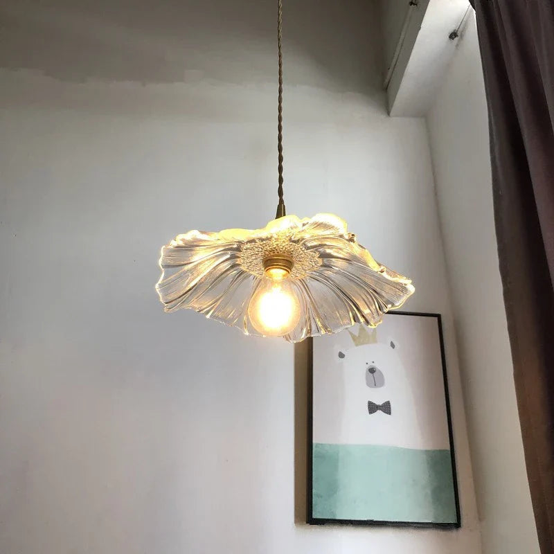 Afralia™ Flower Shape Glass Pendant Light - Nordic Modern Brass Bar Decor