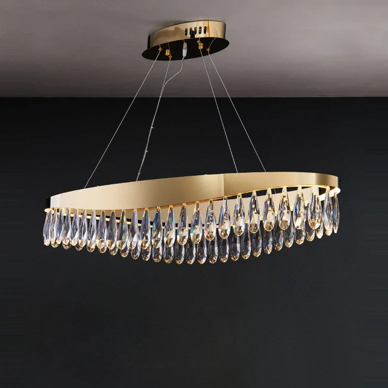 Afralia™ Crystal Stainless Steel LED Chandelier for Foyer