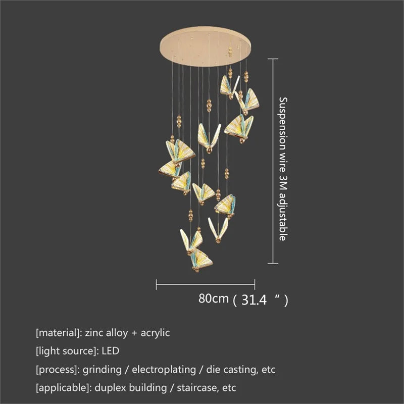 Afralia™ Nordic Butterfly Chandelier: Modern LED Pendant Lights for Home Stairs Hall