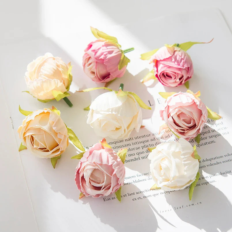 Afralia™ Silk Tea Rose Buds Wedding Home Decor Fake Flowers Bouquet