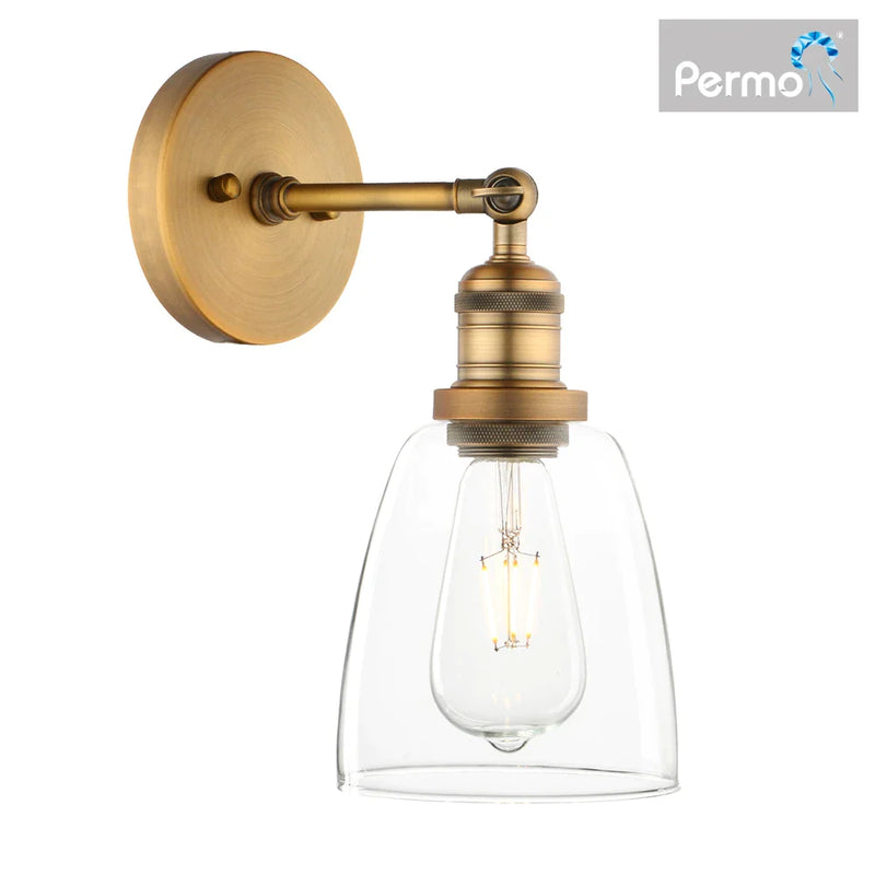 Afralia™ Oval Cone Glass Shade Industrial Vintage Single Sconce Wall Lamp