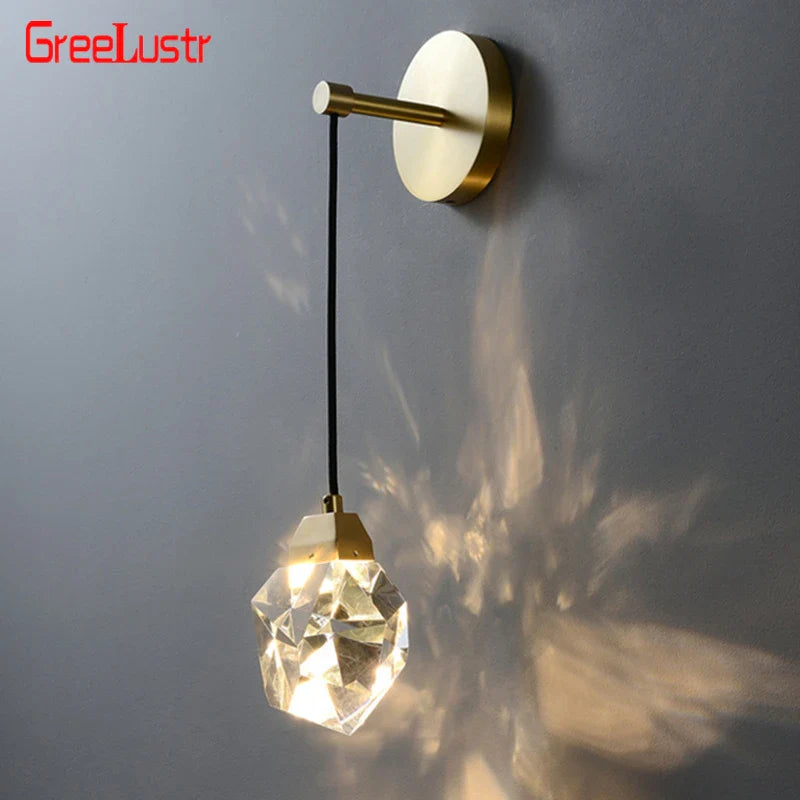 Afralia™ Crystal LED Wall Sconce Copper Light Fixture for Modern Luxury Home Decor
