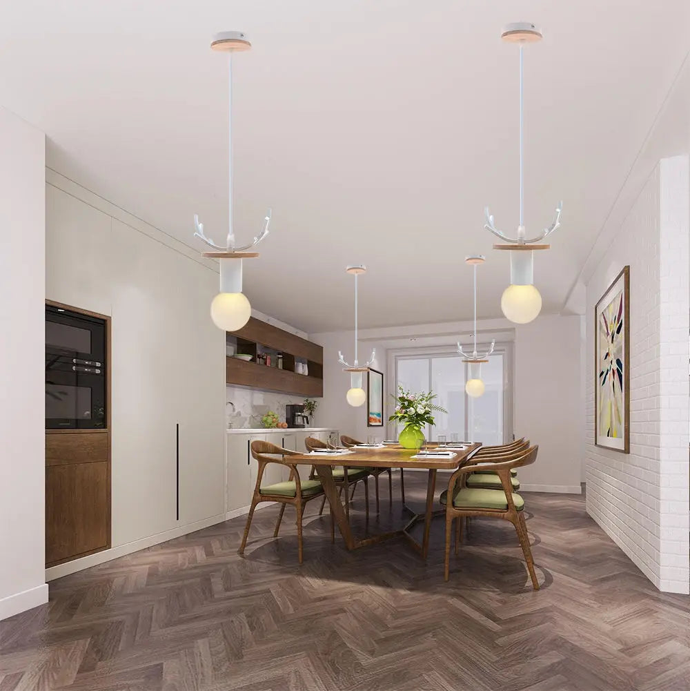 Afralia™ Wood Antler Pendant Lights LED Kitchen Island Bar Children's Room Home Decor