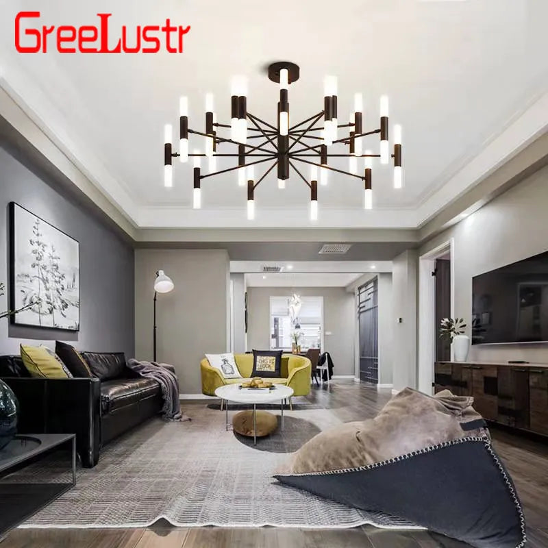 Afralia™ Modern Tube G4 LED Chandelier for Living Room Art Suspended Lamp