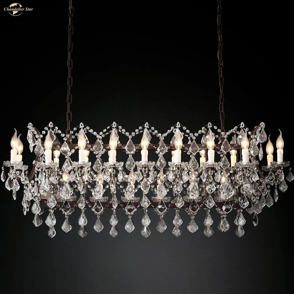 Afralia™ Iron Crystal LED Chandelier: 19th Century Style Kitchen Pendant Light
