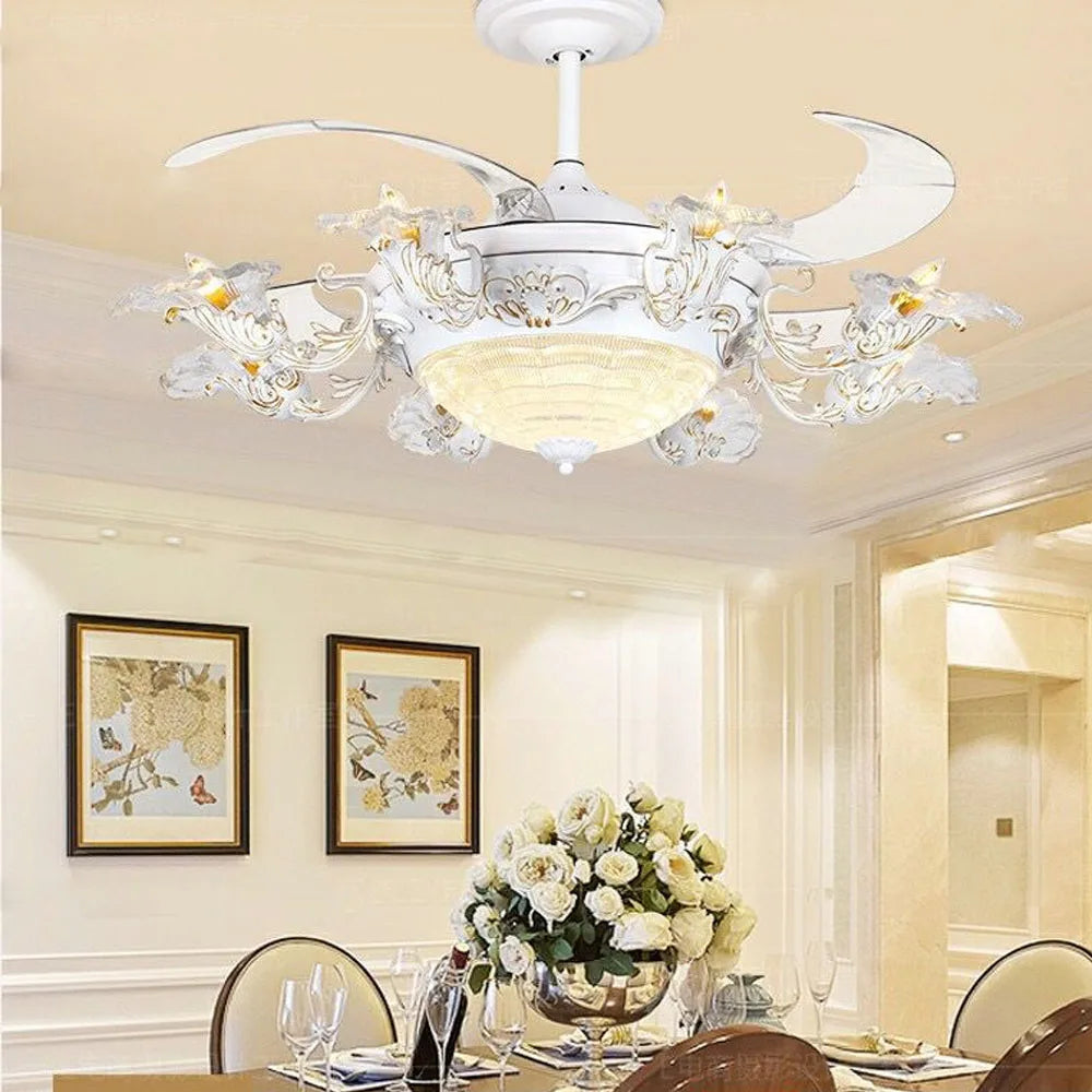 Afralia™ Retro Golden Ceiling Fan with Invisible Design and Remote Control