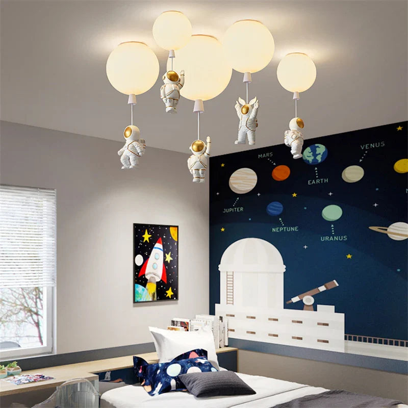 Afralia™ Astronaut Balloon LED Pendant Light for Children's Nursery Room