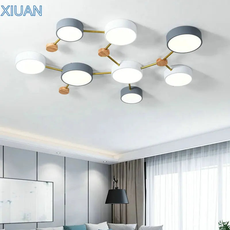 Afralia™ LED Wood Ceiling Chandelier for Living Room, Bedroom, Kids Room Decor