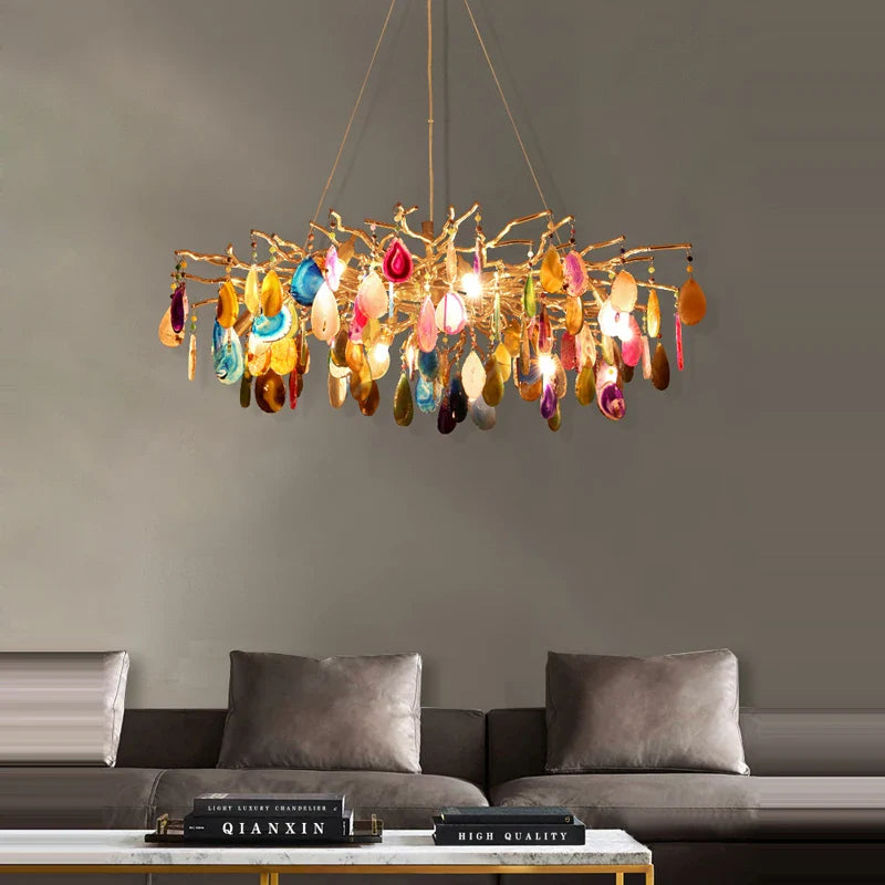 Afralia™ Agate Designer LED Chandelier for Dining & Foyer Room
