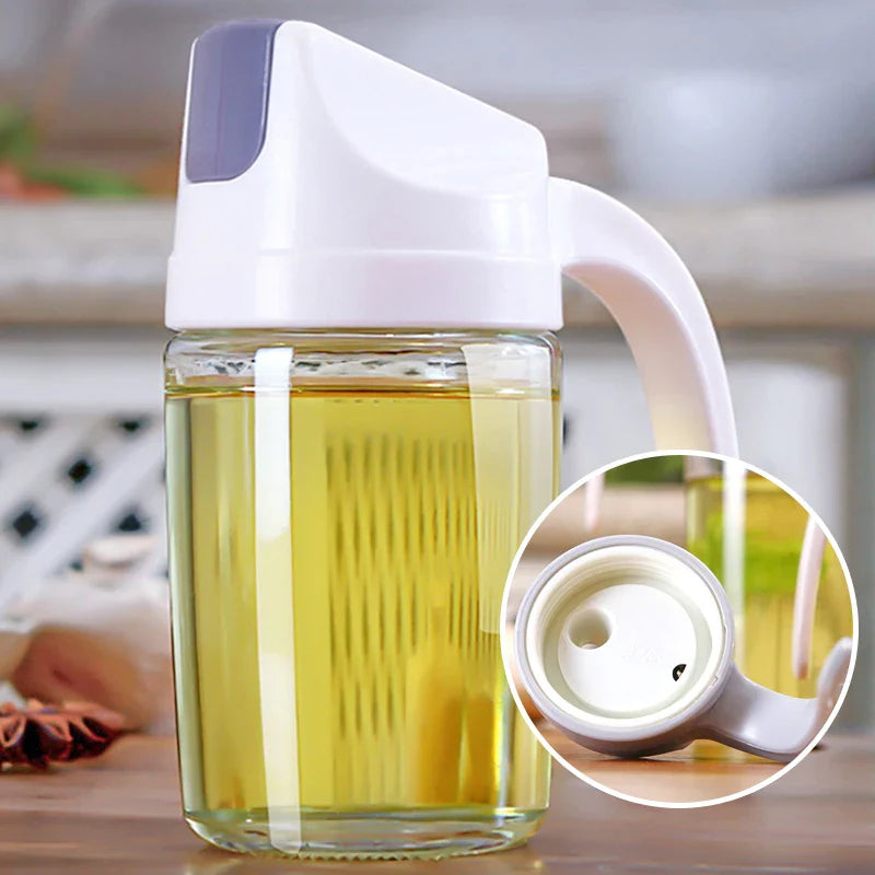 Afralia™ Glass Oil Bottle with Automatic Opening, Practical Kitchen Tool for Seasoning Storage