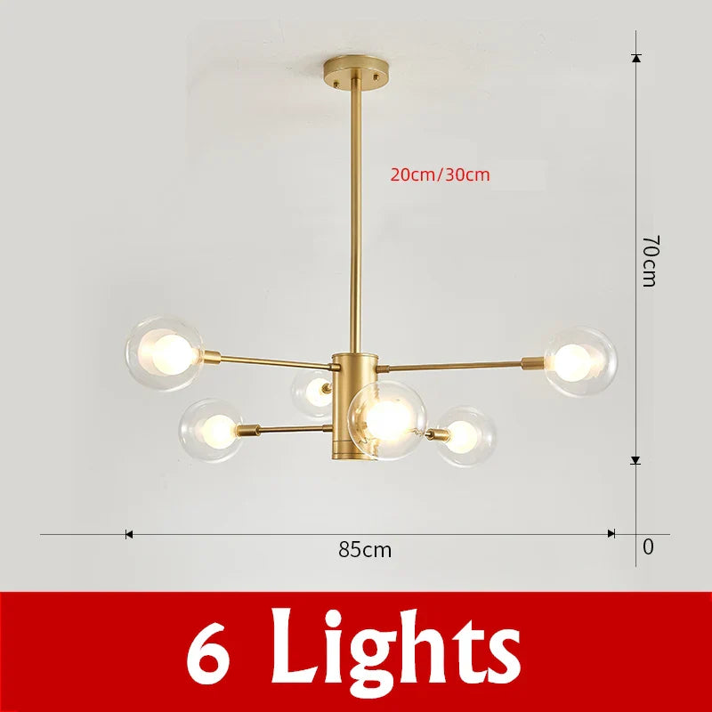 Afralia™ Glass Ball Chandelier Modern Spotlight Pendant Lamp Lighting