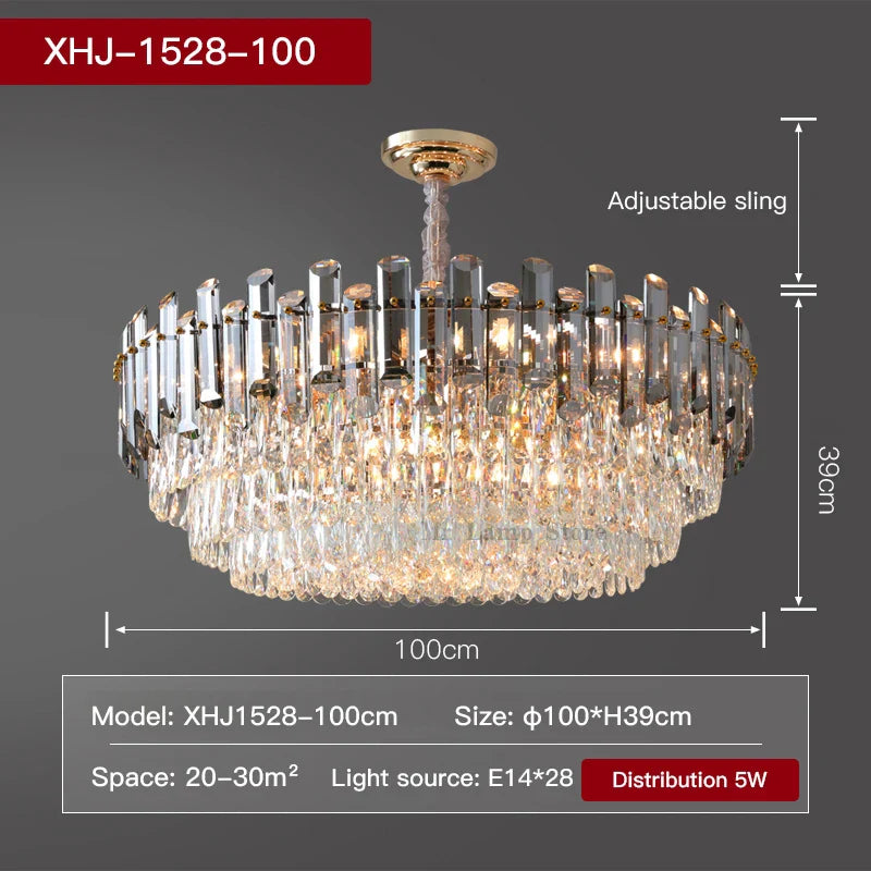 Afralia™ Round Crystal Kitchen Living Room Ceiling Lamp Atmospheric Modern Dining Bedroom Light