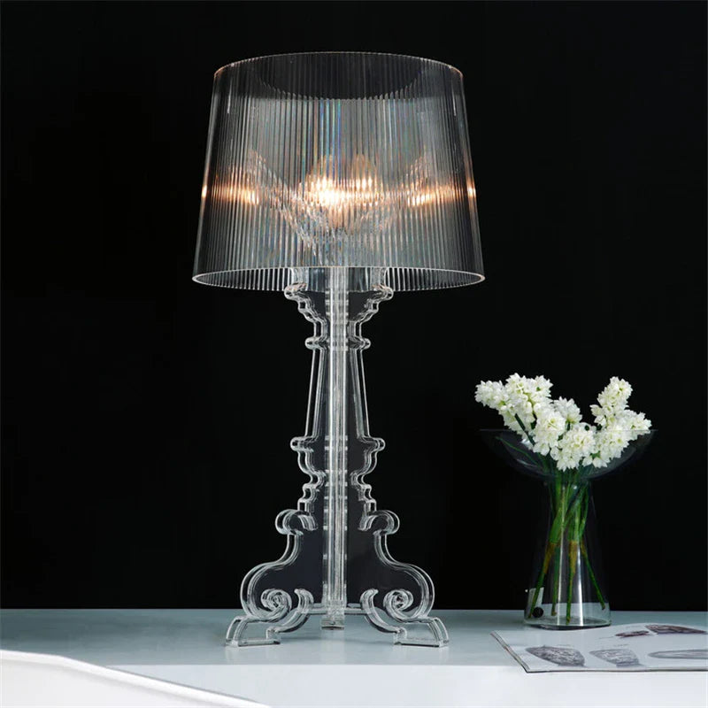 Afralia™ Clear Acrylic Table Lamp Modern Ghost Shadow Desk LED Light Fixtures