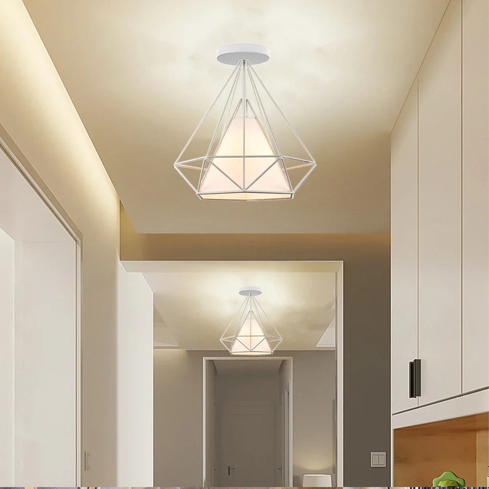 Afralia™ Iron Cage Ceiling Lamp: Modern Nordic LED Light Fixture for Kitchen, Living Room, Bedroom