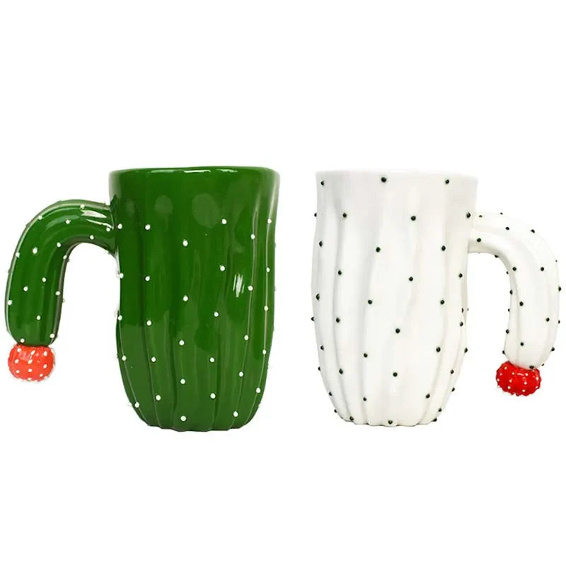 Afralia™ 3D Cactus Style Ceramic Mug with Special Handle - Tea, Coffee, Milk Cup