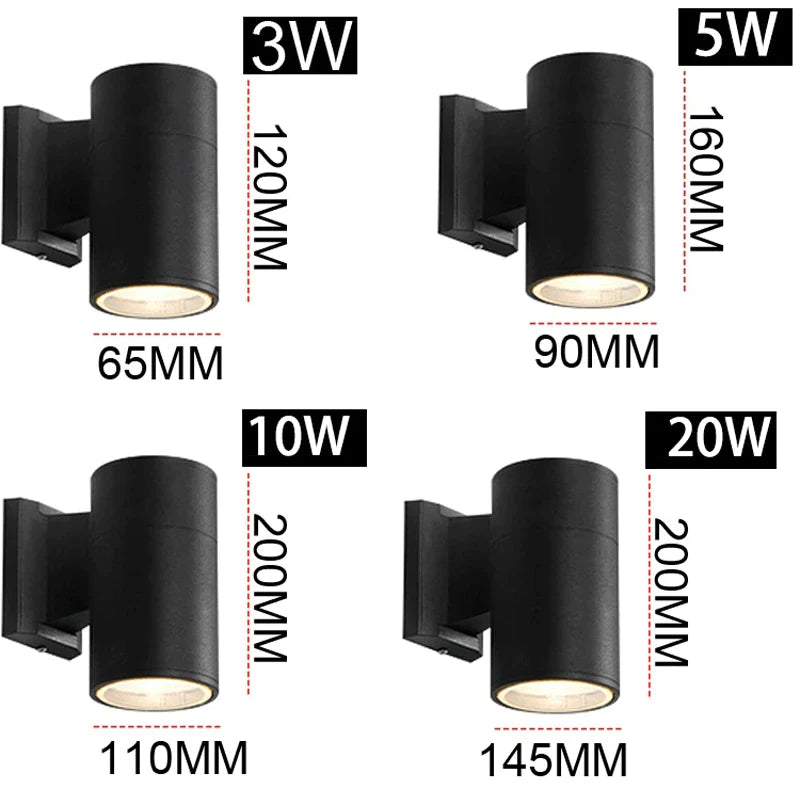 Afralia™ Outdoor LED Wall Lamp 10W 20W Waterproof Up Down Spotlights for Garden Porch Decor