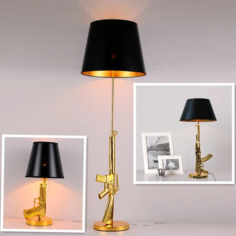 Afralia™ Luxe Gold AK47 LED Floor Lamp for Modern Living Room & Bedroom Decor