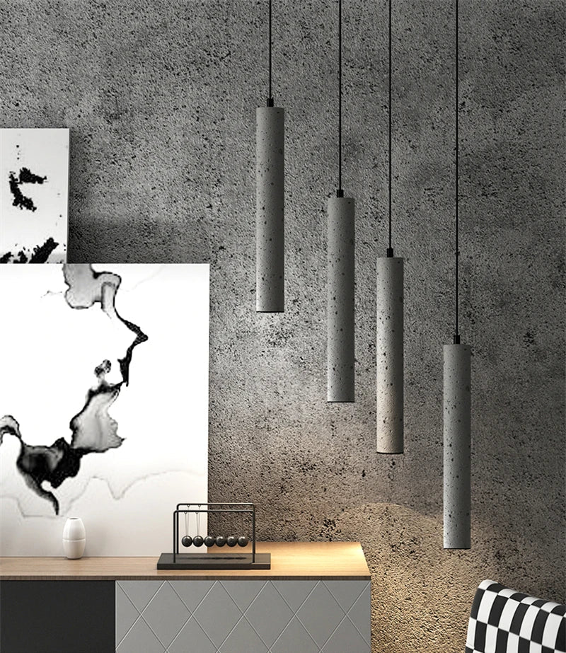 Afralia™ Nordic Concrete LED Pendant Bar Lamp Industrial Hanging Fixture