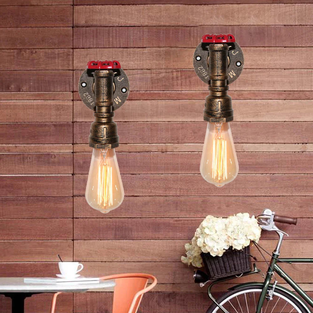 Afralia™ Retro Industrial Water Pipe Wall Light LED Sconce Fixture for Home Restaurant Bar