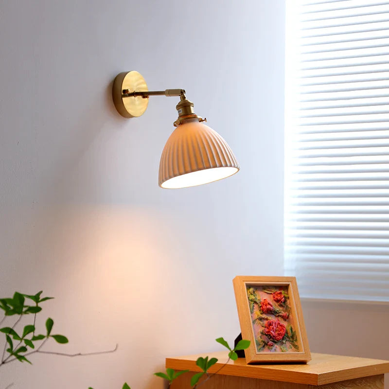 Afralia™ LED Ceramic Wall Sconce with Knob Switch for Bedroom Bathroom Mirror Lighting
