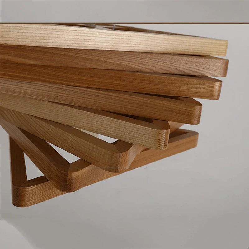 Afralia™ Triangle Wood Chandelier LED Indoor Hanging Lamp for Living Room decor