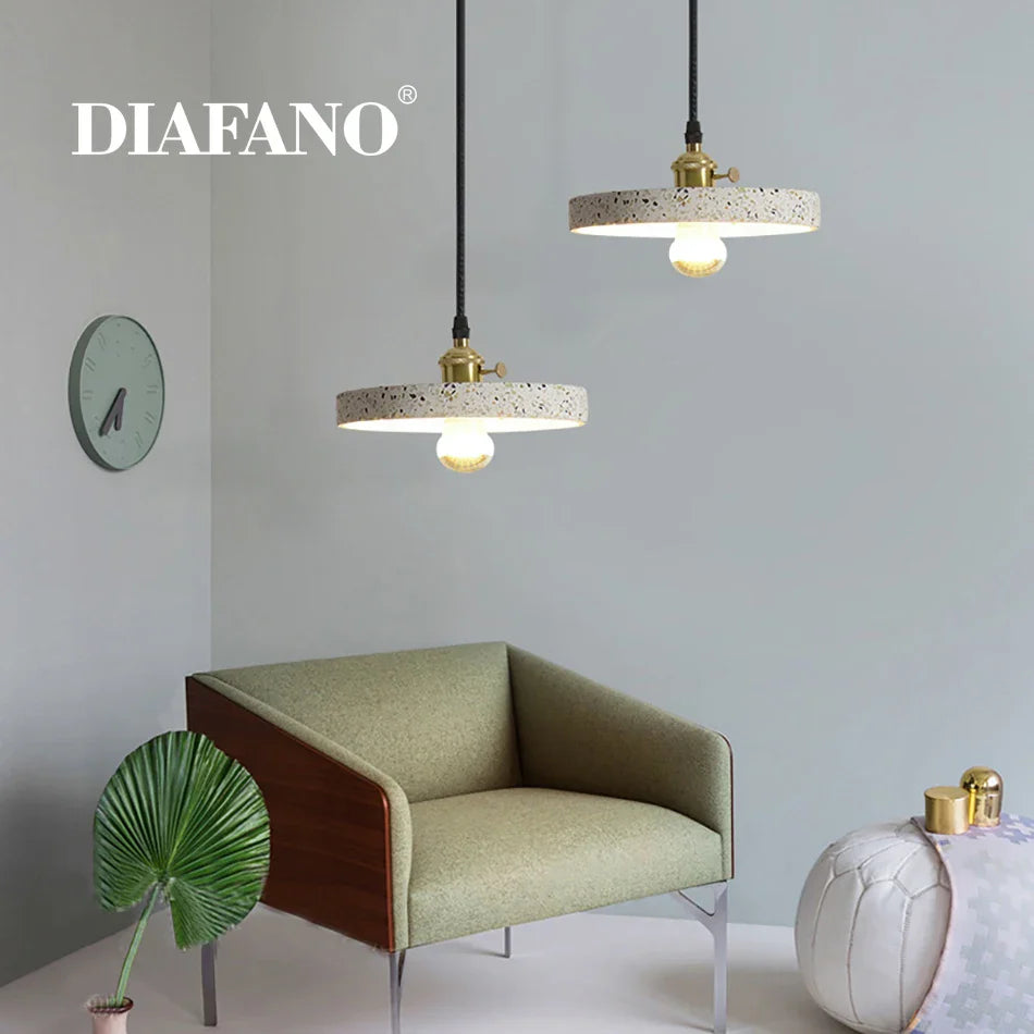 Afralia™ Nordic White Cement Pendant Lights E27 Modern Hanging Lamps for Bar Kitchen Living Room