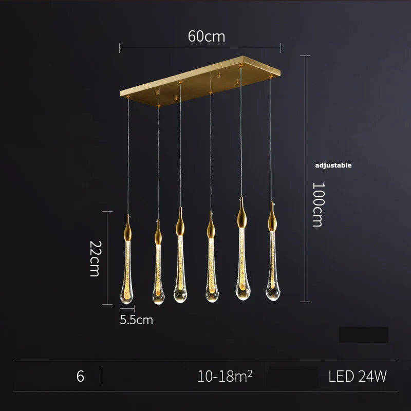 Afralia™ Water Drop LED Gold Chandelier for High Ceiling, Staircase Lighting