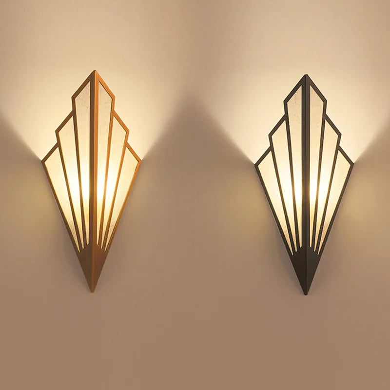 Afralia™ Fan-shaped Metal Wall Light: Modern Bedroom & Living Room Sconce in Gold or Black