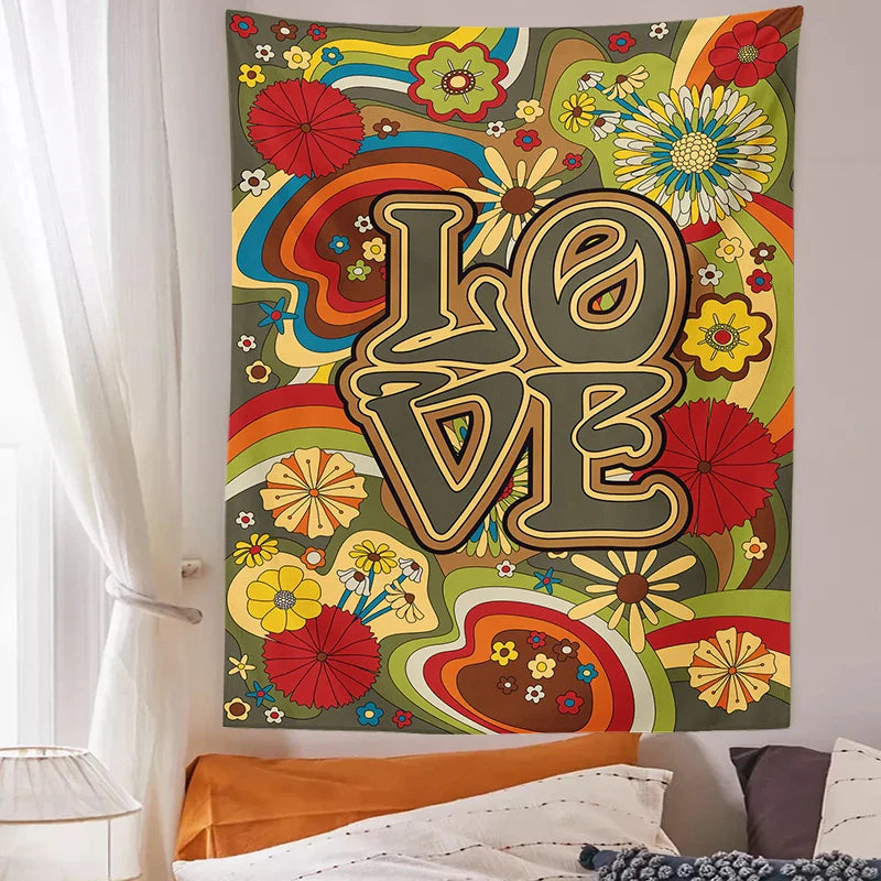 Afralia™ Psychedelic Hippie Floral Wall Tapestry: Retro 60s 70s Bedroom Dorm Decor