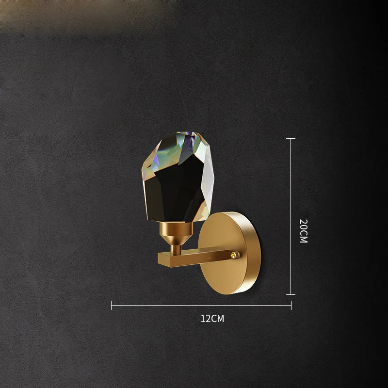 Afralia™ Crystal Stone Designer LED Wall Sconce for Bedroom and Corridor