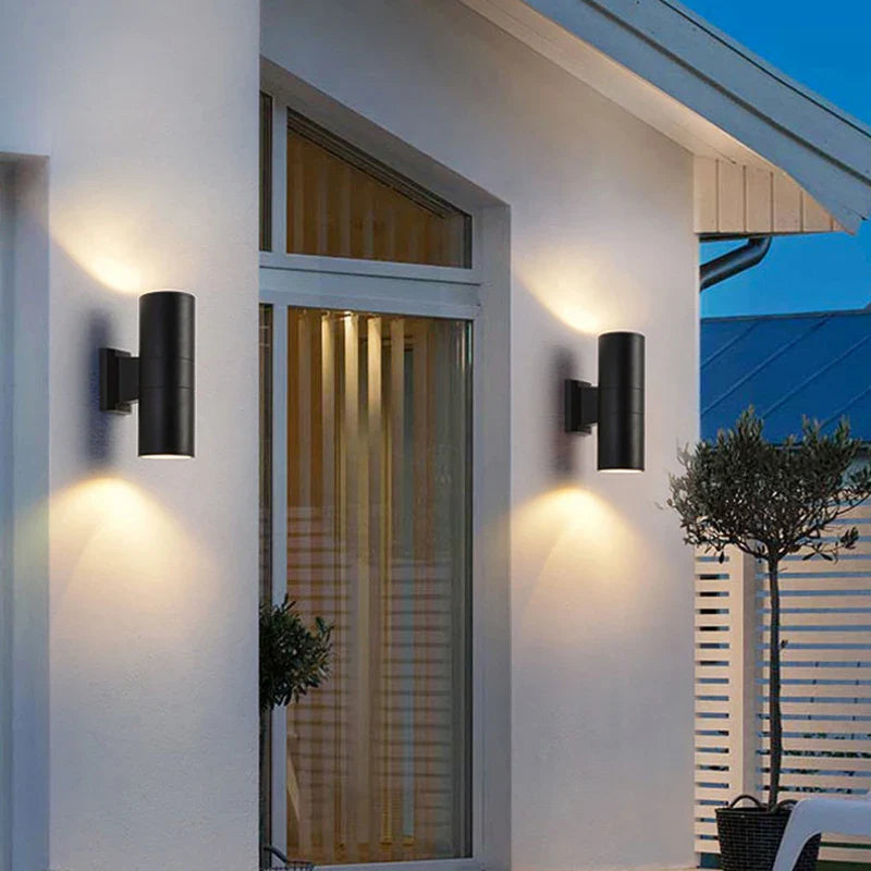 Afralia™ Outdoor Double Head Wall Lamp for Hotel, Exterior, Corridor - Aluminum Tube