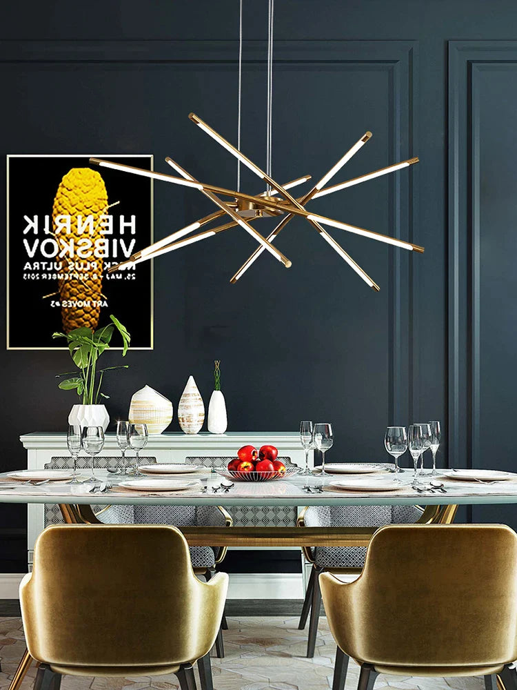 Afralia™ Nordic Art Chandelier for Dining and Bedroom with Creative Strip Design