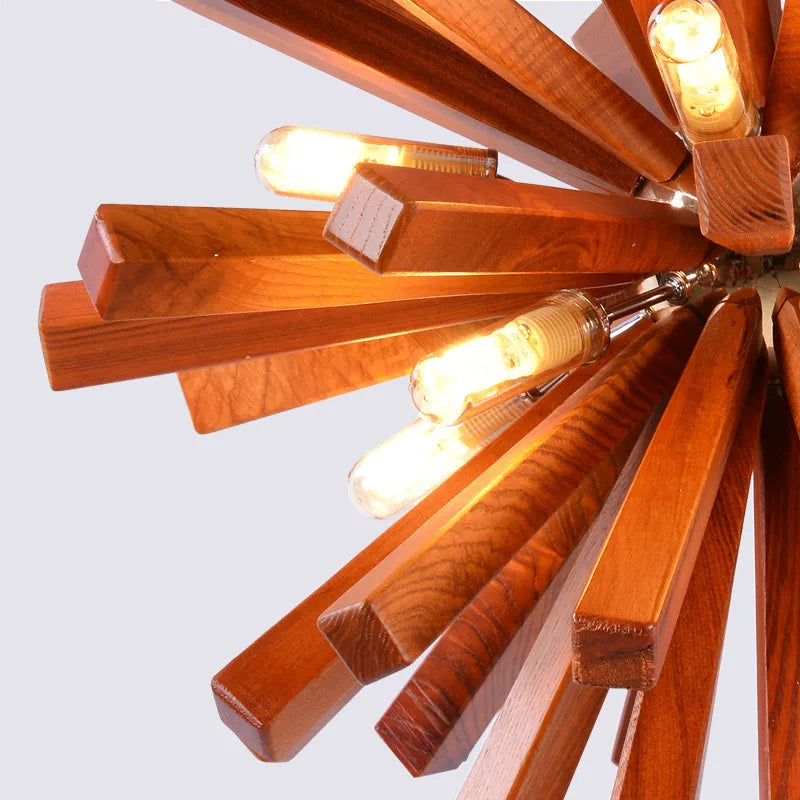 Afralia™ Dandelion Wooden Pendant Lights - Solid Wood Hanging Lamps for Dining Room & Restaurant