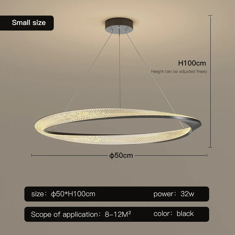 Afralia™ Black Circle Chrome Chandelier for Indoor Living Room Bedroom Kitchen Loft Office Hall