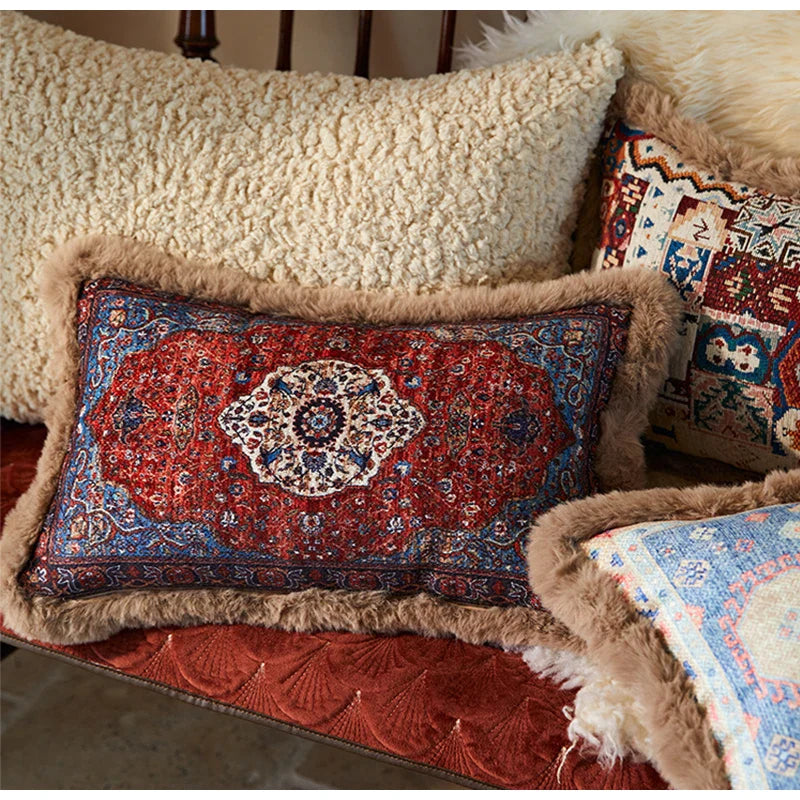 Afralia™ Bohemian Chenille Lumbar Pillow Cover for Retro Living Room Sofa 60x40