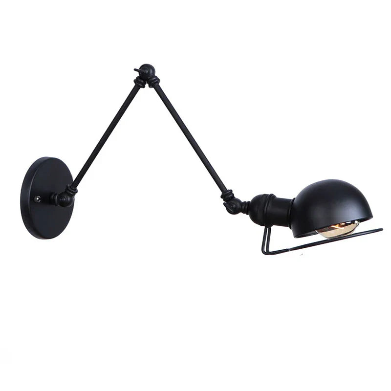 Afralia™ Swing Arm LED Wall Lamp Adjustable White Black Bedside Study Loft Vintage Reading Light
