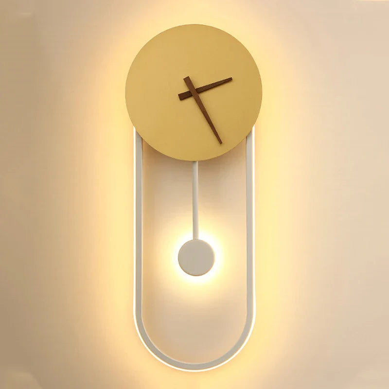 Afralia™ Nordic Art Deco Clock LED Wall Sconce for Industrial Loft Lighting