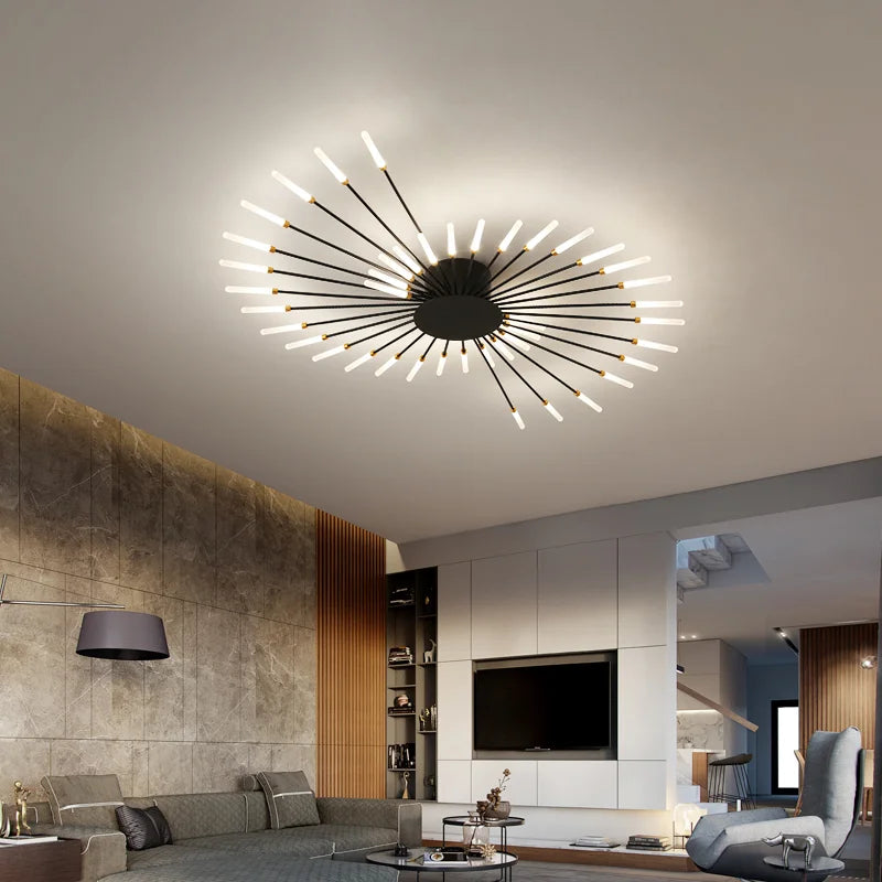 Afralia™ Modern LED Fireworks Chandelier Ceiling Lamp for Living Room Bedroom