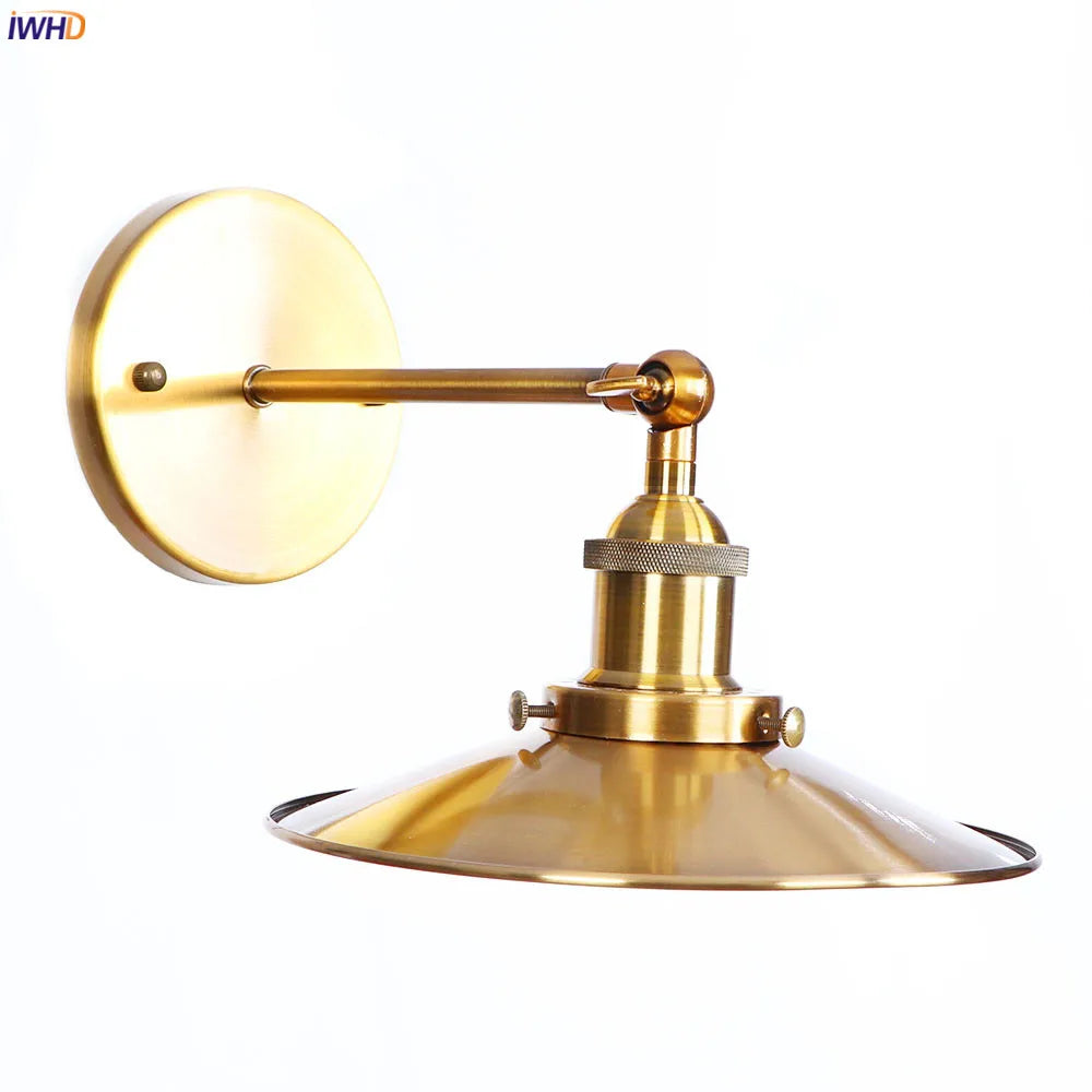 Afralia™ Antique Gold Rustic Wall Lamps Bathroom Stair Mirror Light Loft Decor Industrial